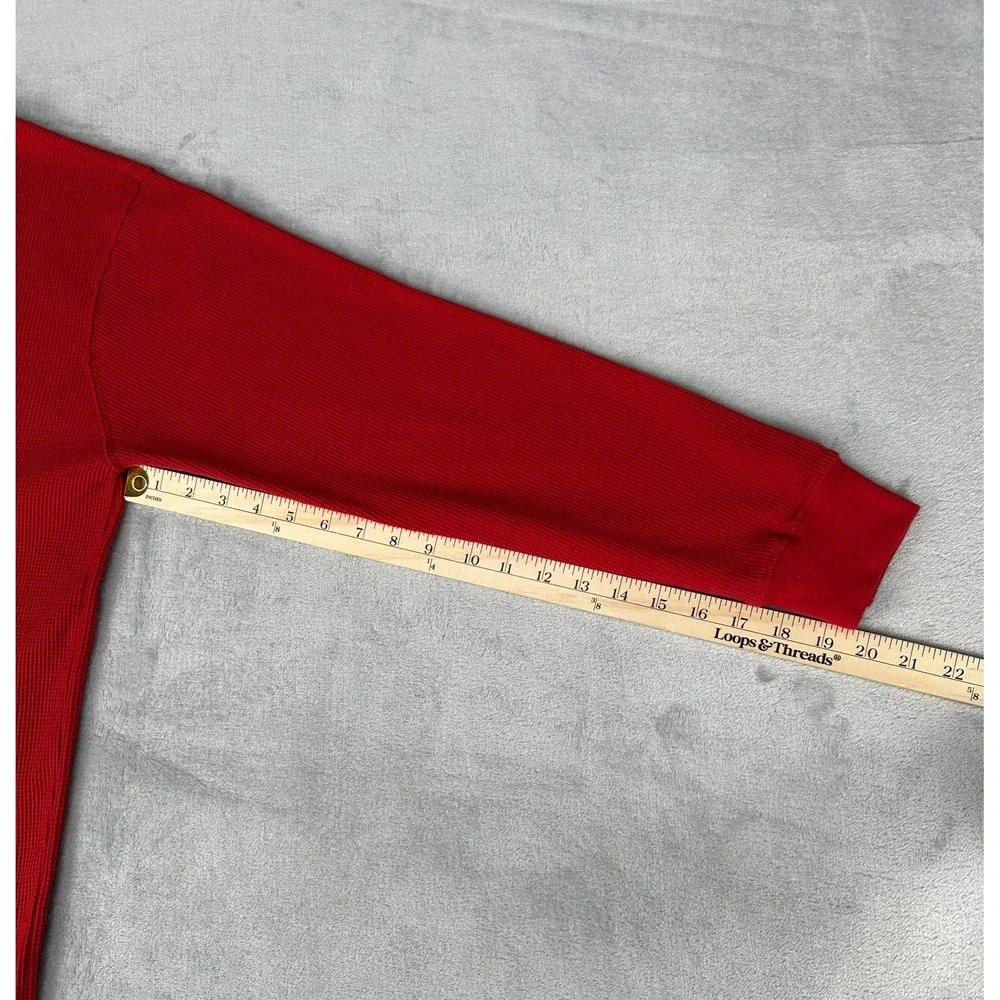 South Pole Y2K Red Thermal Waffle Knit Crewneck Sweater Men's XXL Long Sleeve